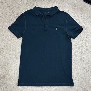 All Saints Dark Blue Polo Shirt for Men